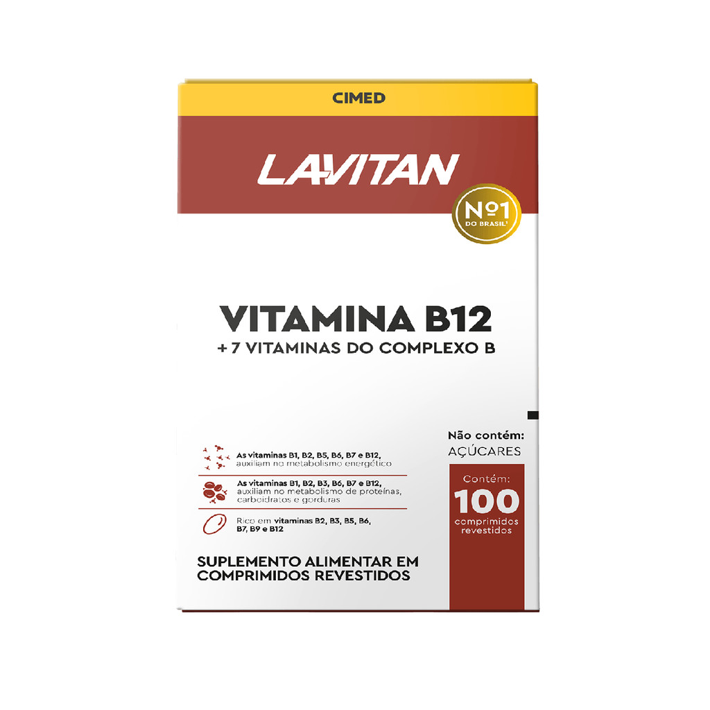 Lavitan Vitamina B12 Complexo B Com 100 Comprimidos - Cimed em Oferta na Shopee