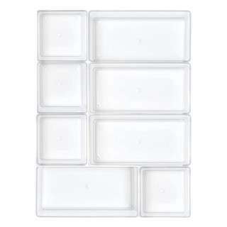 Kit 08 Organizadores Gaveta Acrílico Transparente Multiuso em Oferta na Shopee