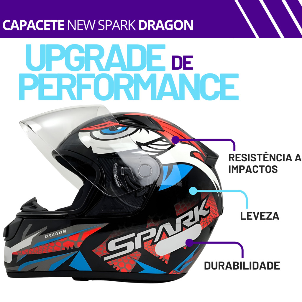 Capacete Dragon Fechado Ebf New Spark Moto Narigueira Masculino Feminino — imagem 2 de 2