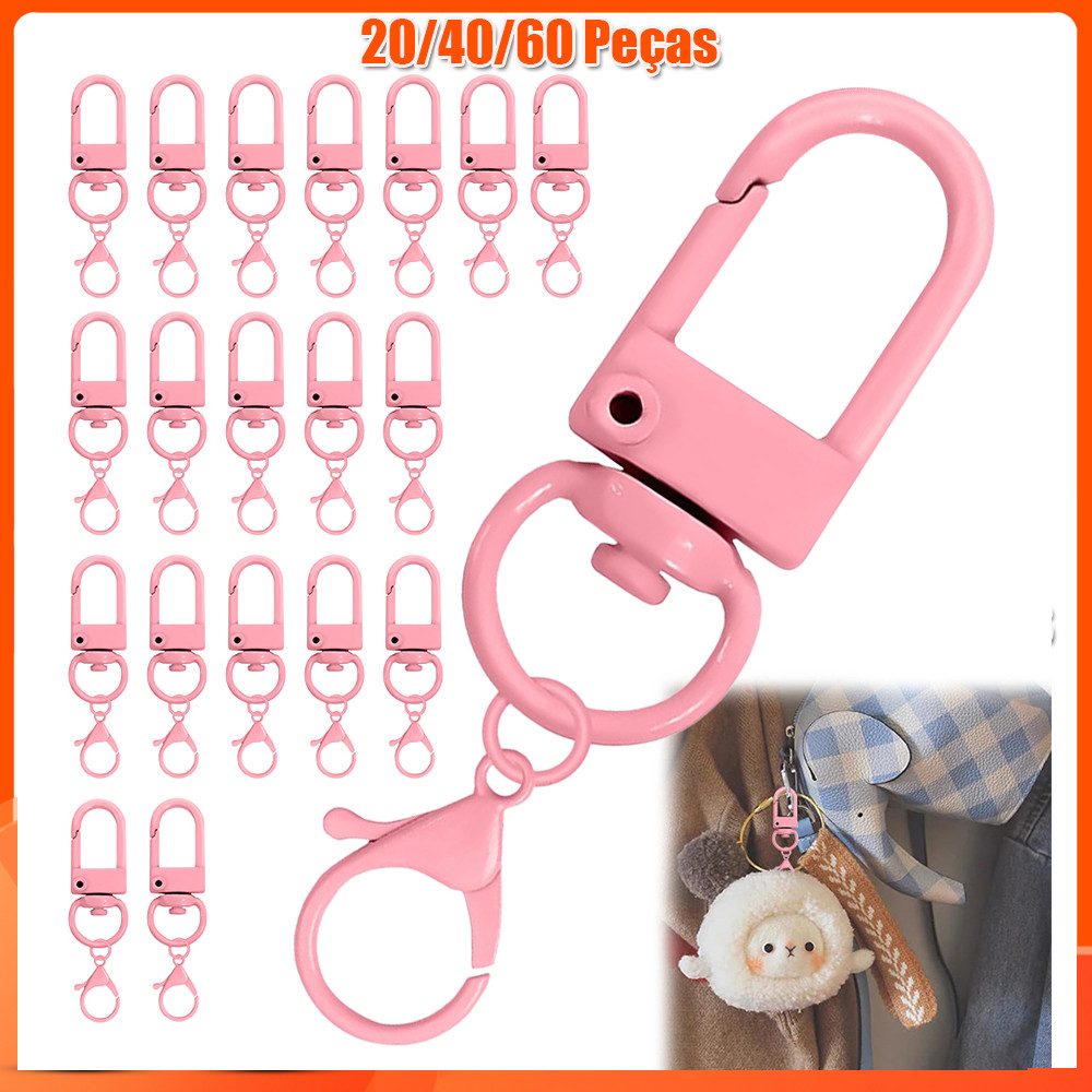 20/40/60 peças  Argola para chaveiro de ganchos de chaveiro de faça você mesmo chaveiro joias acessórios de fivela Rosa