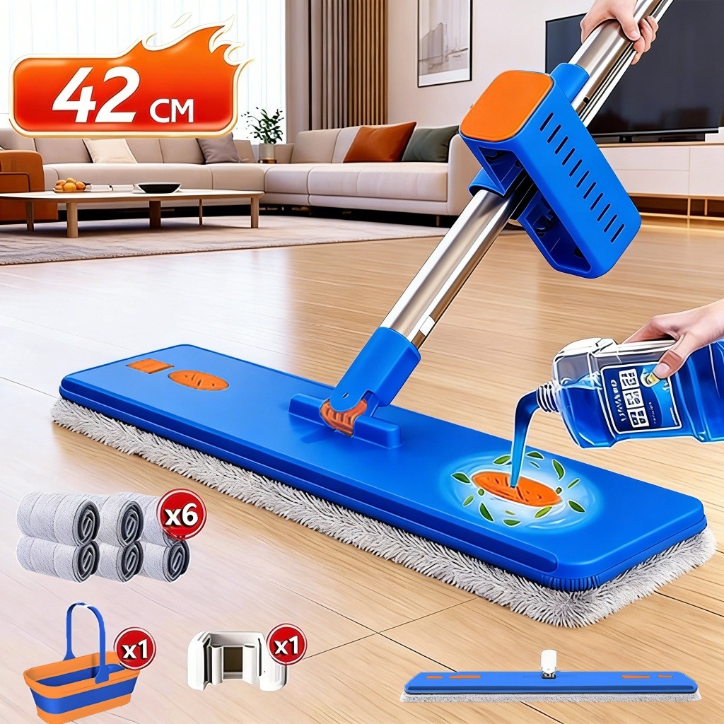 KIT 9 Conjunto De Esfregão E Balde Dobrável De Microfibra Com Raspador De Desaguamento