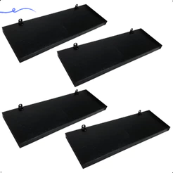 Kit 4 Prateleira Preta 30X10 + Suporte Flutuante Mdf Organizadora Decoração Cozinha Banheiro Sala