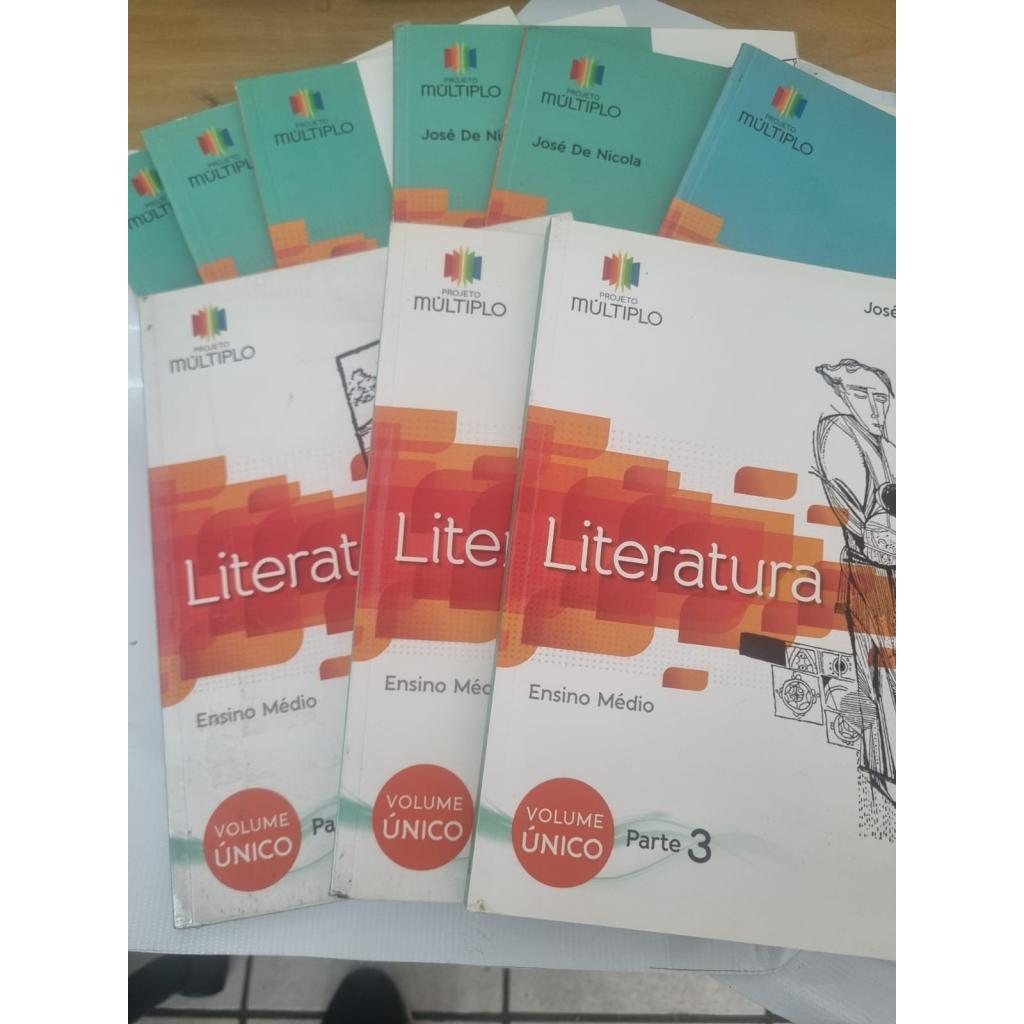 Combo 9 Volumes Literatura Ensino Médio Projeto Múltiplo 3 v. Únicos 3 caderno Estudo 2 Revisão e enem