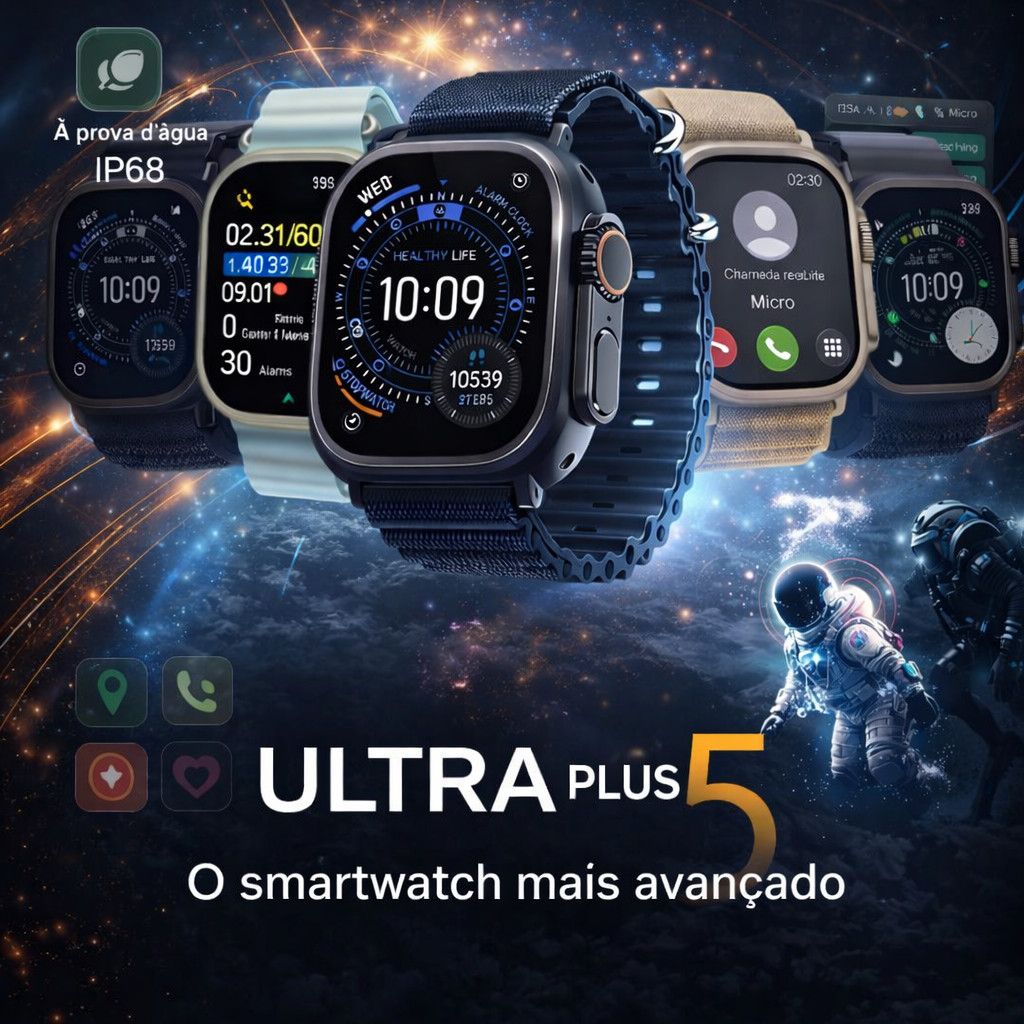 Relógio Smartwatch Ultra 5 Pro Plus Super Amoled lançamento 2026 Envio Imediato Microwear W69 em Oferta na Shopee