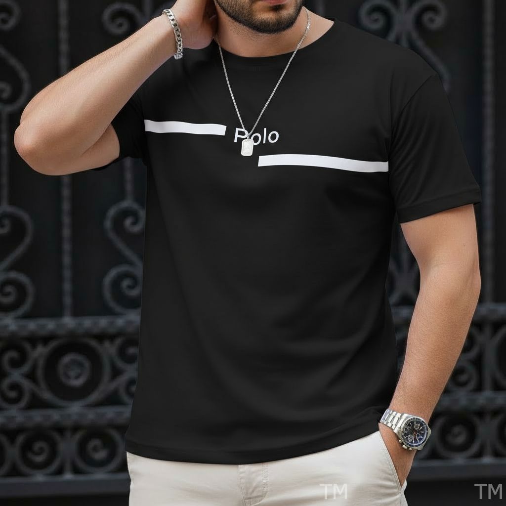 Camiseta Unissex Estilosa Masculina Estampada Polo Listras Camisa Camisa Respirável Academia