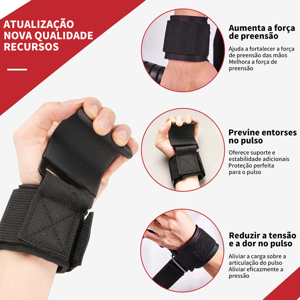 Saída De SP Kit 2 Straps Gancho Metal Munhequeira Academia Alta Qualidade em Oferta na Shopee