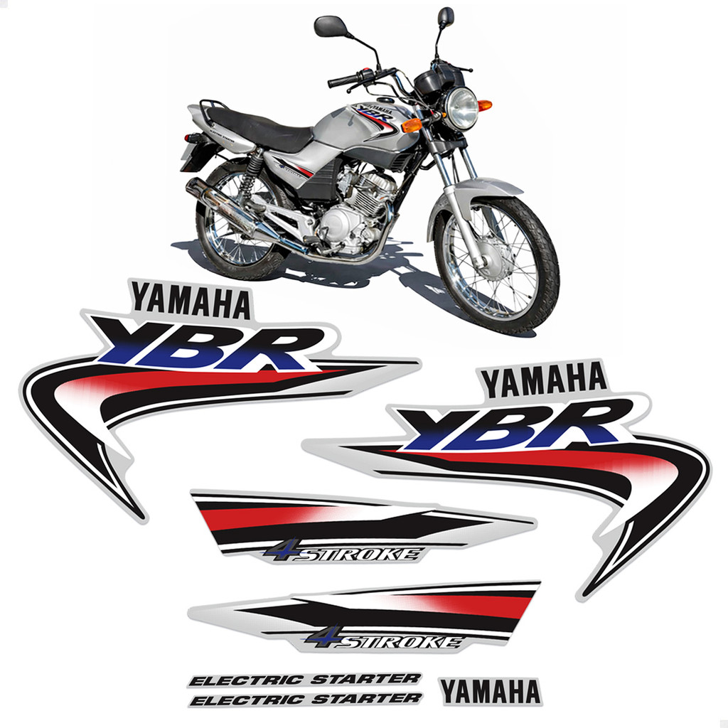 Kit Adesivos Para Yamaha Ybr 125 2002 Moto Prata Completo em Oferta na Shopee