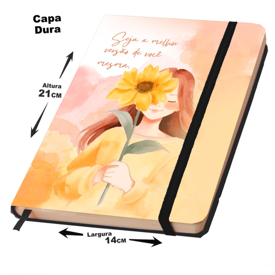 Caderno Sketckbook ou anotações Emoções e Positividade capa dura 160 páginas