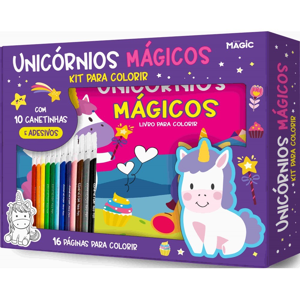 Livro Amigos Unicórnios - Kit para Colorir em Oferta na Shopee