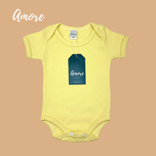 Body Manga Curta Amarelo 100% Algodão em Oferta na Shopee