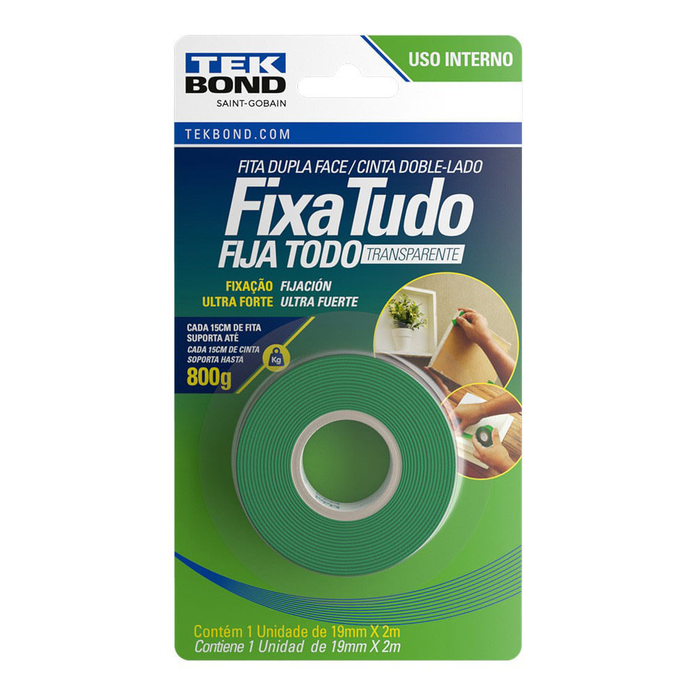 Fita Acrílica Dupla Face 19mmX2m Tekbond em Oferta na Shopee
