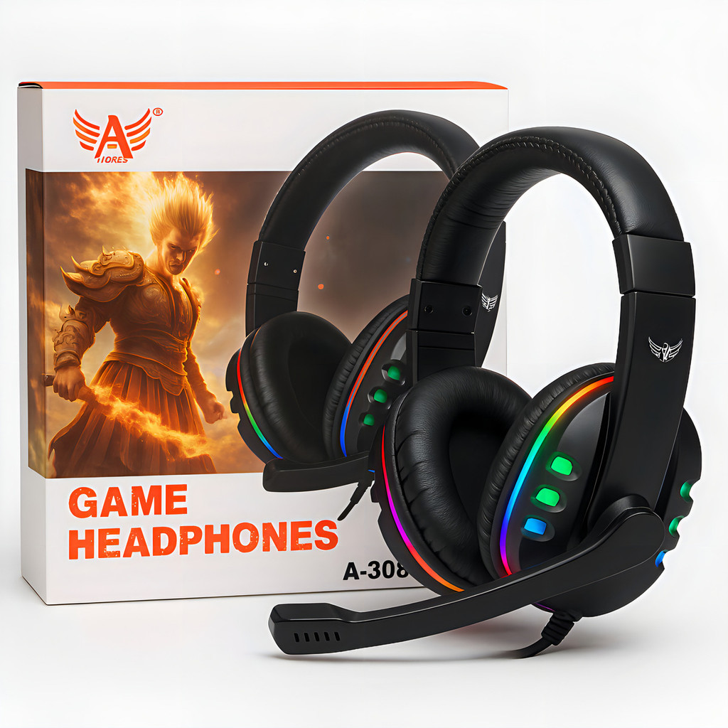 Fone Gamer Headphone Rgb Led C/ Microfone P/ Celular Pc Ps4 Cor Preto