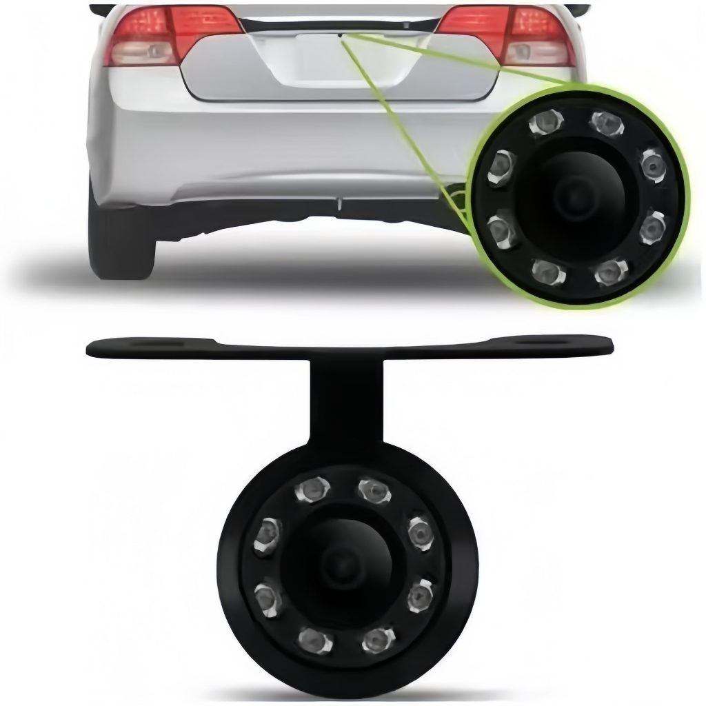 Câmera de Ré Automotiva HD 8 LEDs Visão Noturna Colorida Universal Carro - à Prova D’Água