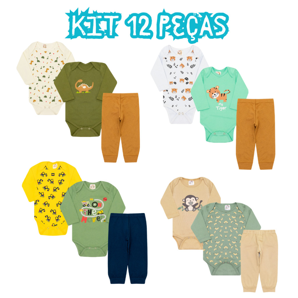 Kit body Bebê 12 peças conjunto bebê Roupa de Bebês Algodão Menino E Menina