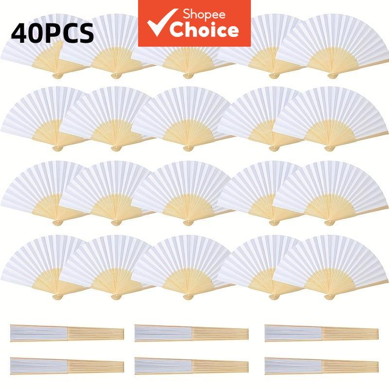  Ventilador artesanal branco 40 peças, estrutura de plástico, acabamento requintado, decoração DIY multifuncional,