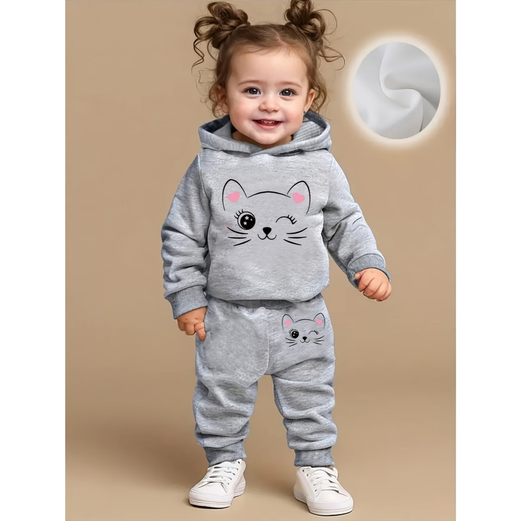 Conjunto Infantil Moletom Com Capuz Calça Blusa De Frio Jaqueta Menina 521