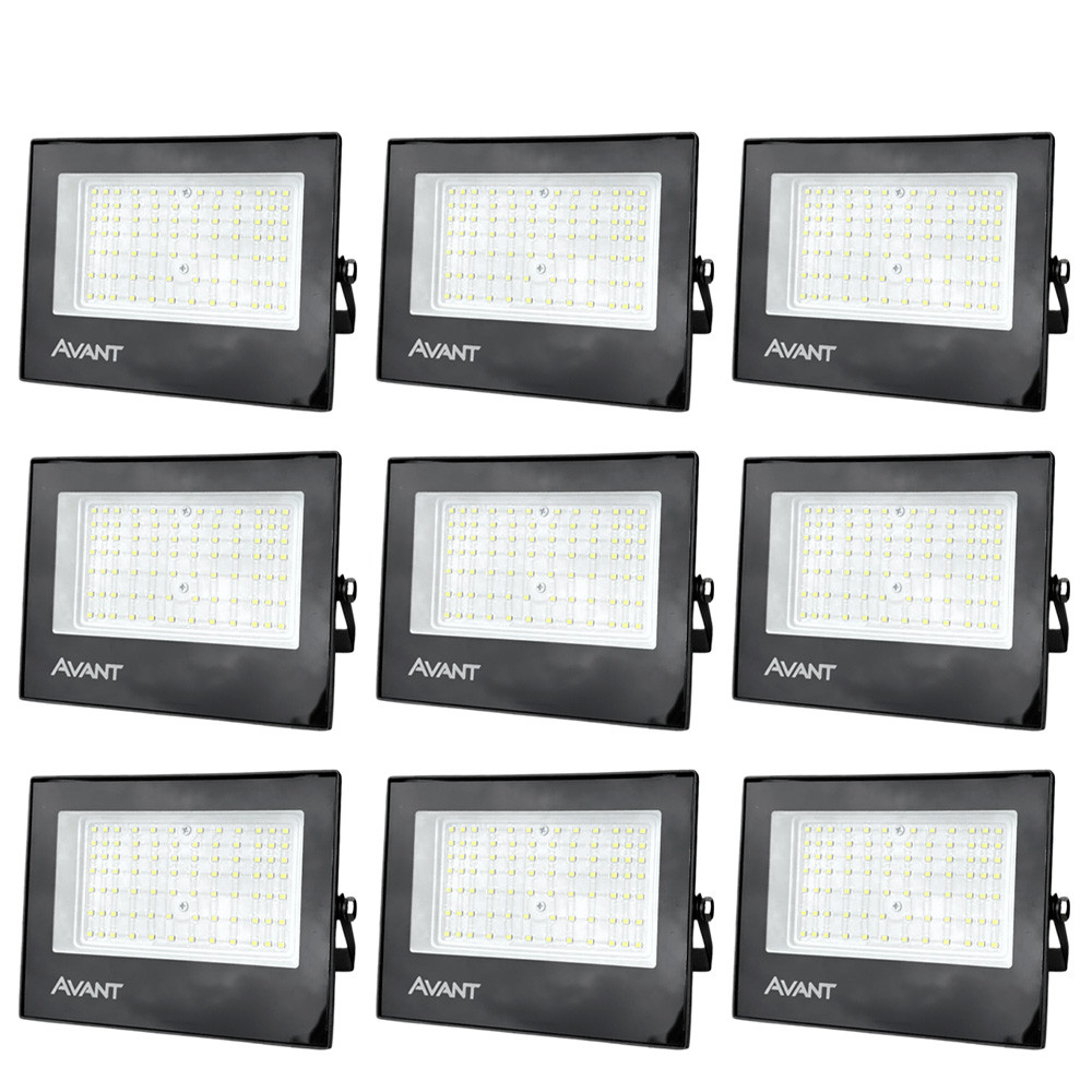 Kit Iluminação 9 Refletor LED Slim100 Avant Luz Branco Frio Bivolt 100W Iluminação Geral