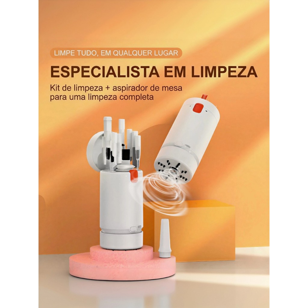 Mini Aspirador de Pó Portátil + Kit Limpeza 21 em 1 Para PC Teclado Câmera e Fone de Ouvido