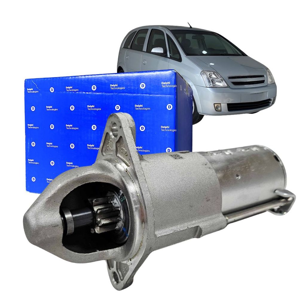 Motor De Partida Arranque 12v 9 Dentes Para Meriva 1.8 8V SOCH Flex 2002 a 2012 Delco Remy Delphi