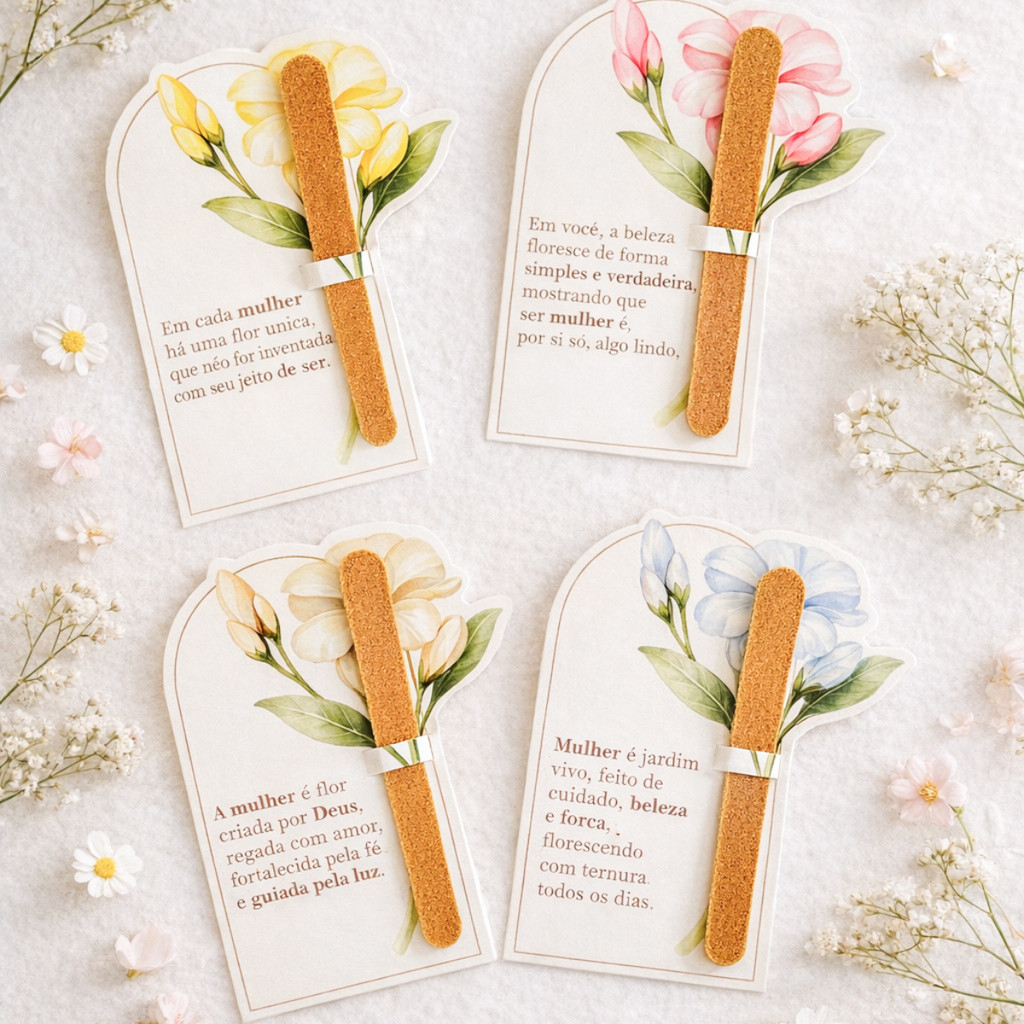 Kit Tag de Flor com Mini Lixa Brinde Mimo CLiente em Oferta na Shopee