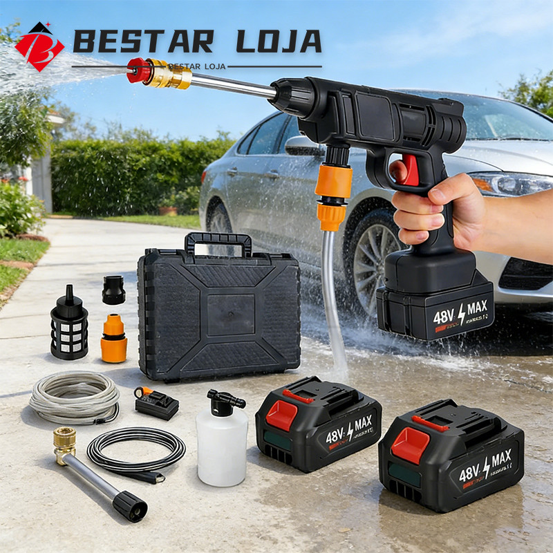 BESTAR LOJA Lavadora Lava Jato Portátil Alta Pressão Com 2 Baterias + Maleta Completo |Compacta e Potente