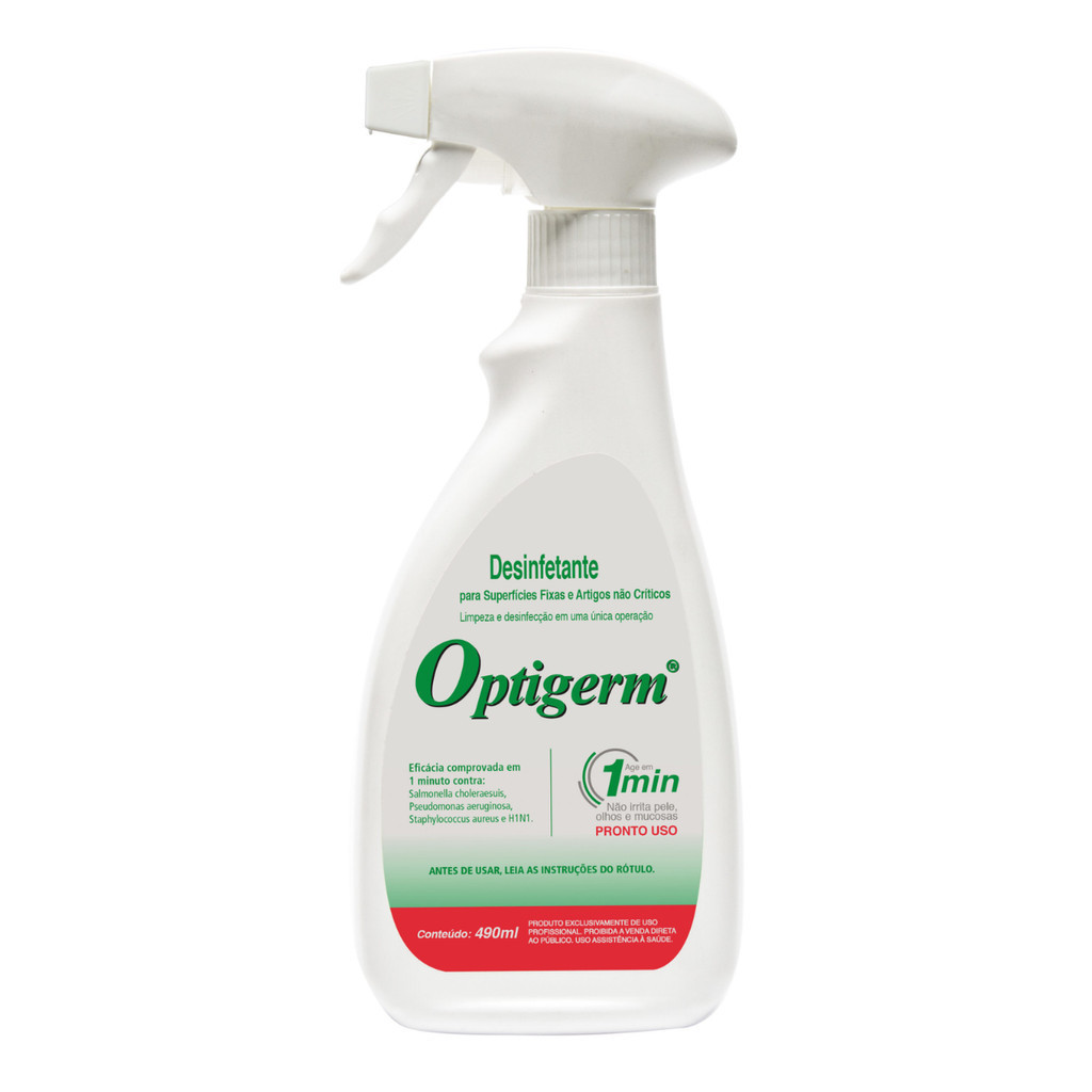 Optigerm pronto uso espuma com gatilho 490ml limpador hospitalar e clinicas p/ limpeza e desinfecção