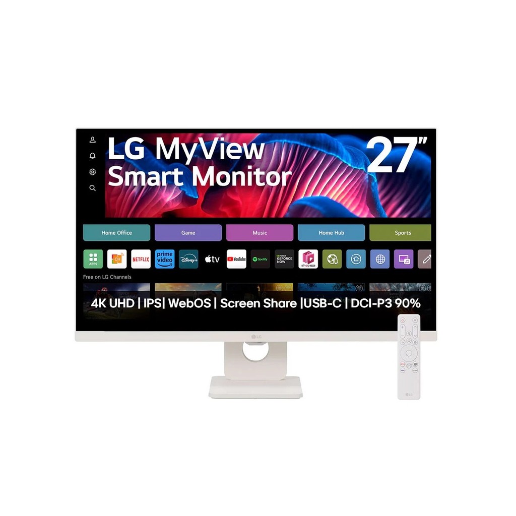 Monitor LG MyView Smart 27" 4K com webOS, Bluetooth e AirPlay - 7SR73U-W em Oferta na Shopee
