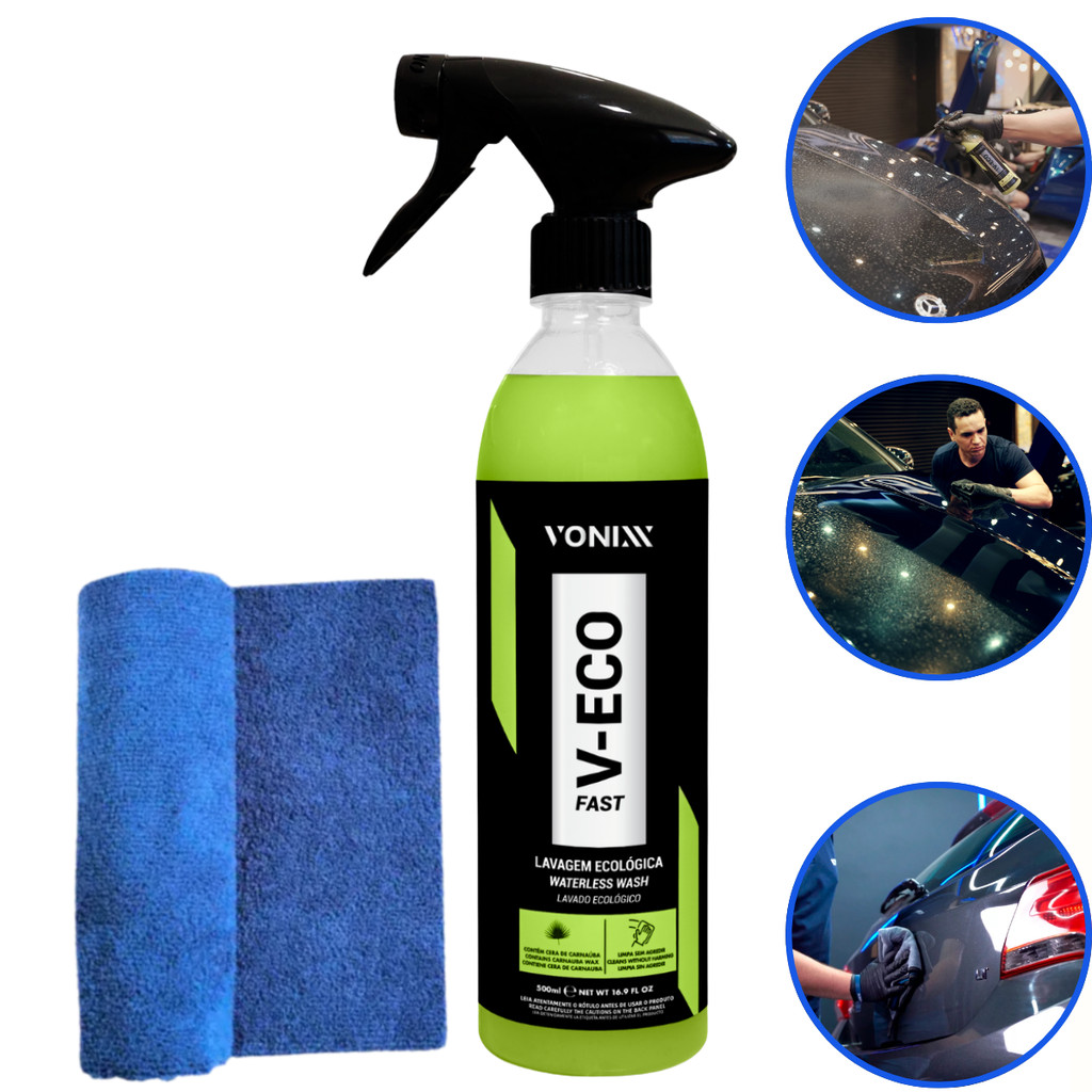Imagem Kit Shampoo Ecológico V-Eco Fast 500ml + Microfibra Automotiva