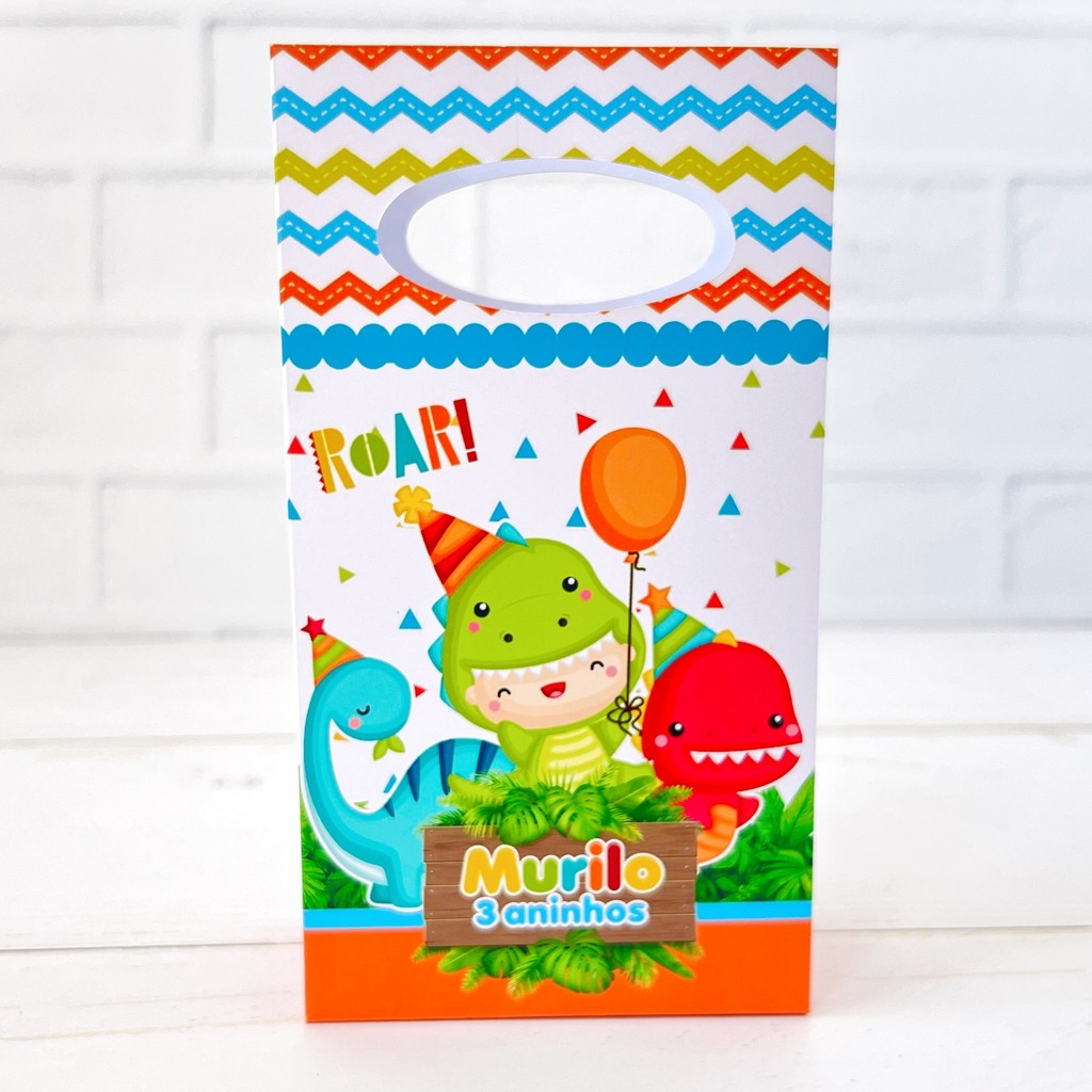Sacolinha Surpresa Pequena Personalizada Pegue Monte DINO BABY DINOSSAURO Festa Infantil Lembrancinhas Aniversário Mimo