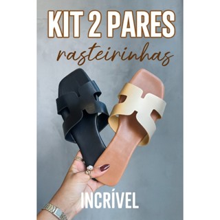 Kit 2 Pares Rasteirinha Feminina Moderna 2026 Rasteira Chinelo Flat Confortável em Oferta na Shopee