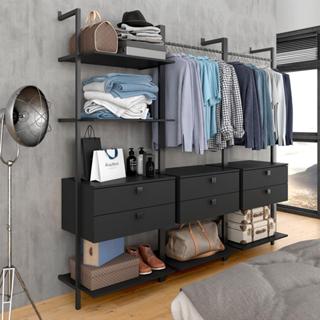 Closet Estilo Industrial Siena 6 Gav Preto Fosco - Móveis Arapongas em Oferta na Shopee