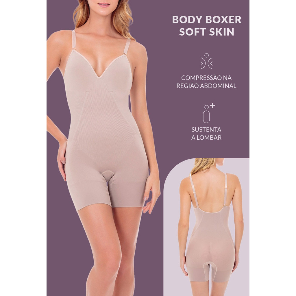 Body Modelador Macaquinho Cinta Com Bojo E Barbatana Redutor De Atrito Boxer Alta Compressão Plié · foto 2