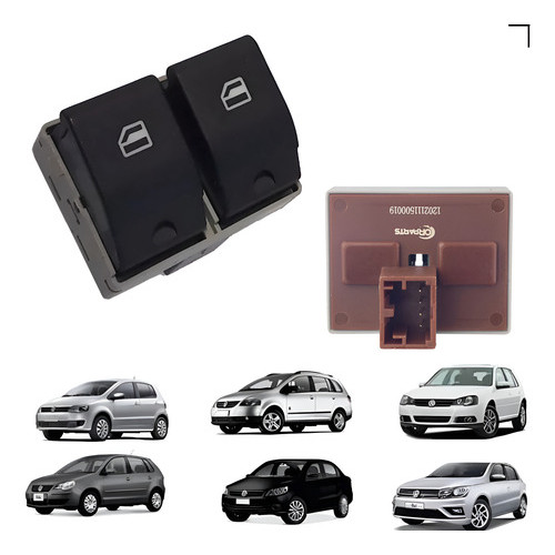 Imagem Botão Duplo Vidro Elétrico Gol G4 G5 G6 Fox Voyage Saveiro