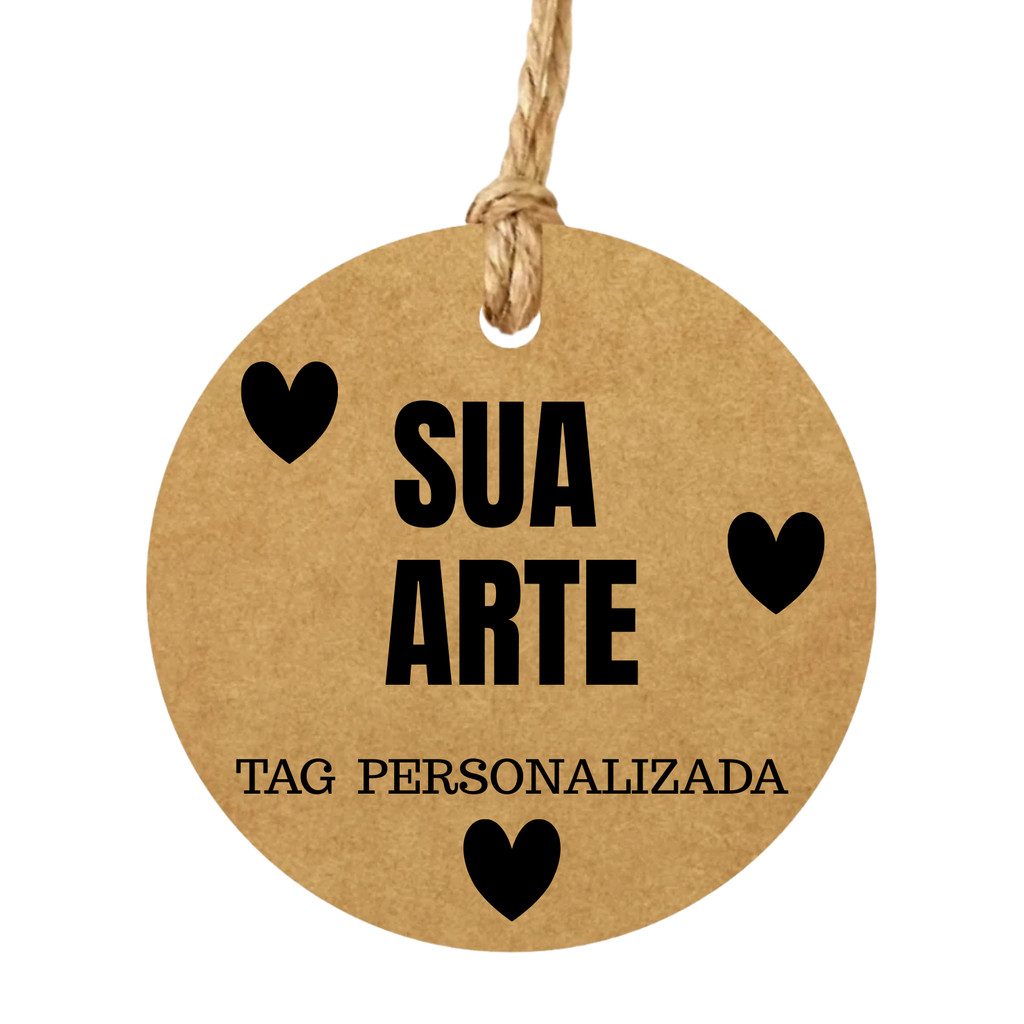 Tag Papel Kraft 4cm com Fio | Personalizado com a sua arte | Kit 50 a 200 Un