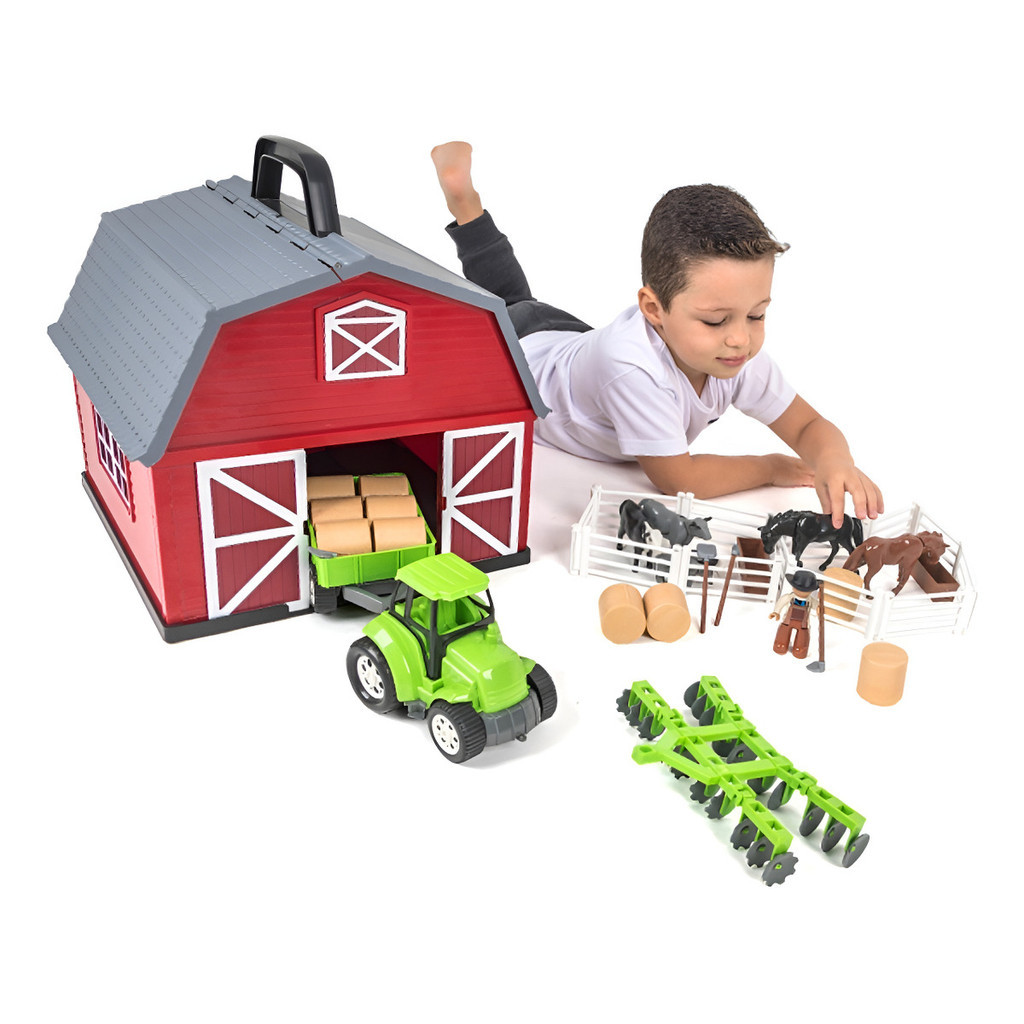 Fazendinha Completa 40 Peças Celeiro Alça Brinquedo Poliplac Envio Imediato