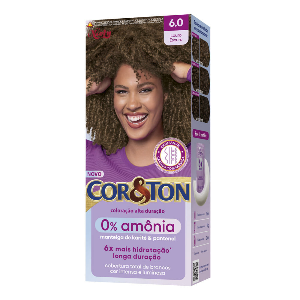 Tintura Cor&Ton Sem Amônia Louro Escuro 6.0 Kit em Oferta na Shopee