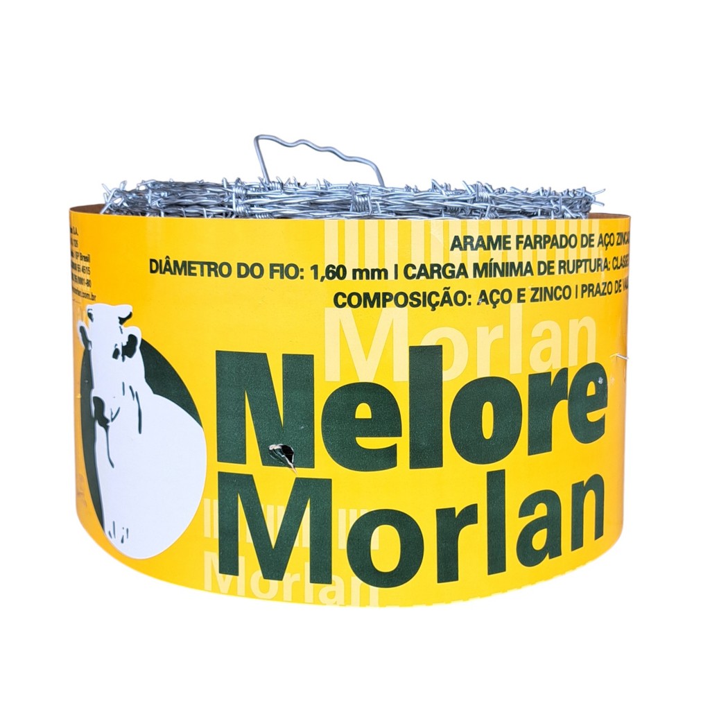 Arame Farpado Nelore Morlan 1,6mm 100m em Aço Galvanizado Para Cercar Pastos e Propriedades