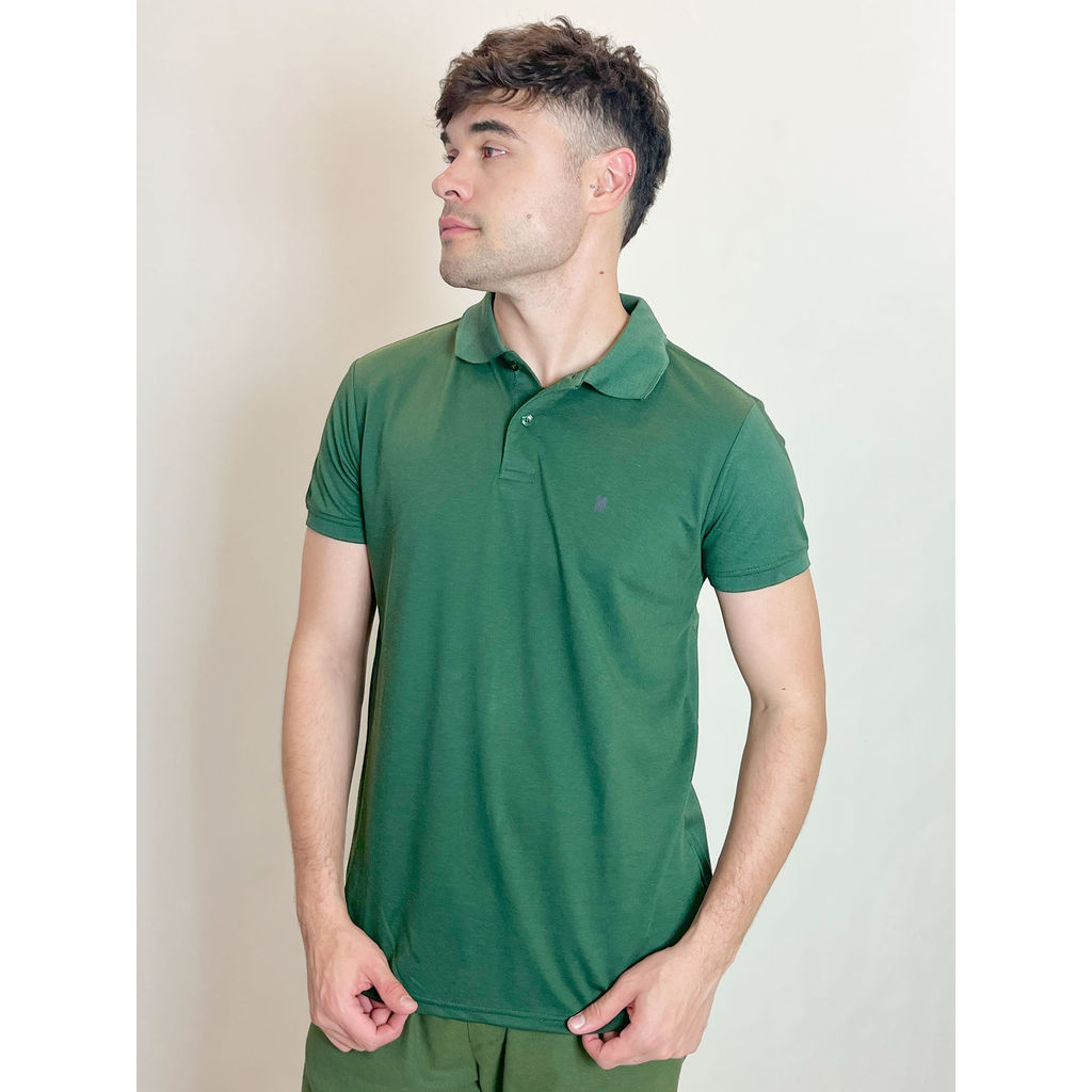 Polo Masculina Piquet Básica Com Botões Polo Wear Verde Médio em Oferta na Shopee