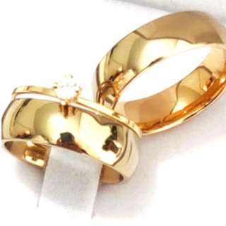 Aliança de Moeda Antiga 6mm com Solitário Brilho de Ouro18k  Compromisso/Noivado  Garantia VITALÍCIA