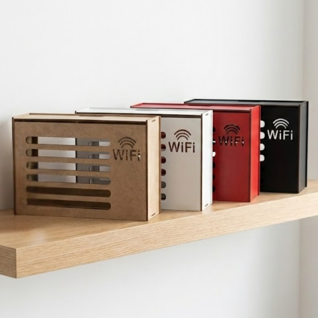 Porta Modem / Roteador de Parede com Tampa em MDF Branco