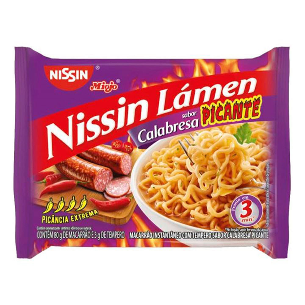 Macarrão Instantâneo Nissin Lámen Sabor Calabresa Picante 85g em Oferta na Shopee