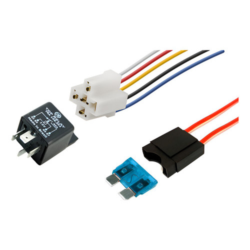 Relê Auxiliar 4 Pinos 12v Com Chicote E Porta Fusível Lamina 15 Amp