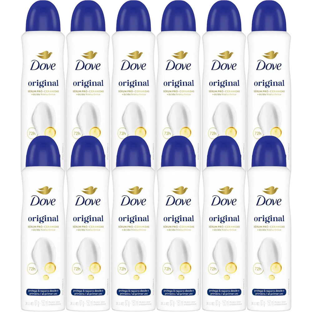 Kit Desodorante Dove Original Aerosol 150ml/89g - 12 Unidades em Oferta na Shopee