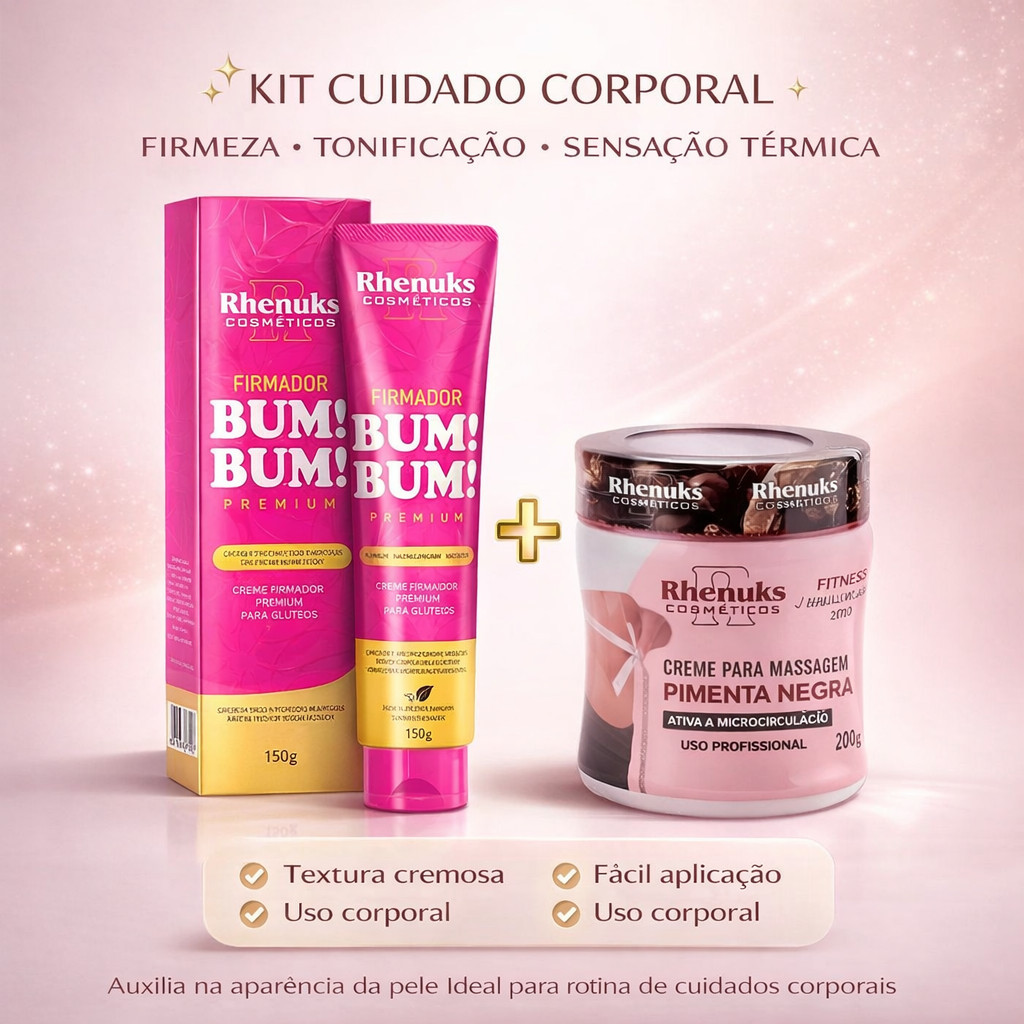 Kit Gel Redutor de Medidas Pimenta Negra Gel Firmador de Bumbum Efeito Termoativo e Pele Mais Firme.