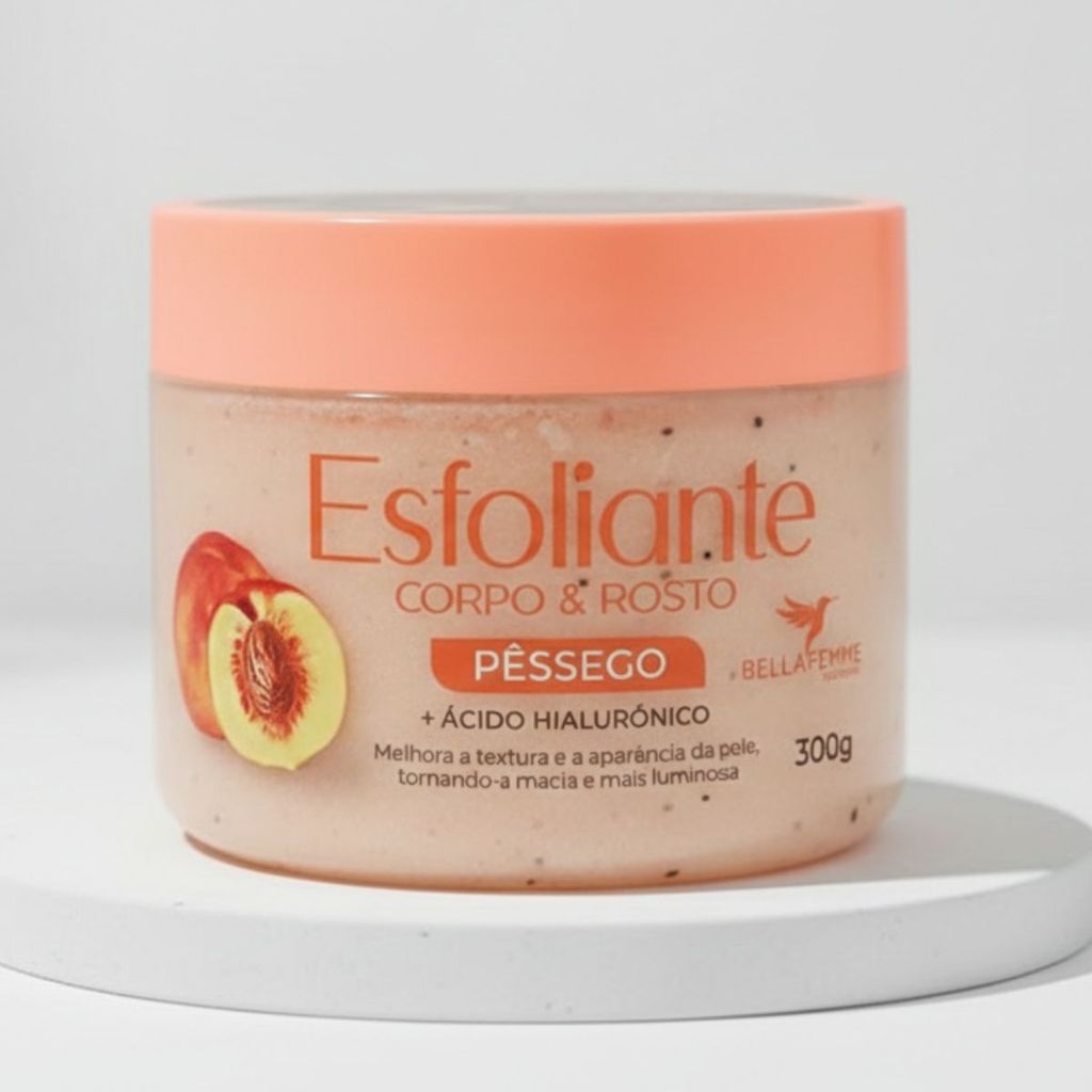 Esfoliante Corporal e Facial Bella Femme 300g Morango ou Pêssego