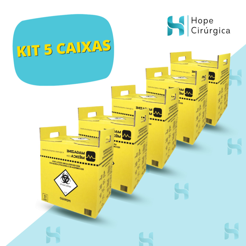 KIT 5 CAIXAS - Caixa Perfuro Cortante Coletor (03-Litros) em Oferta na Shopee