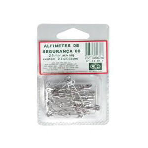Alfinete de segurança NR 00 com 25 unidades ACC Alfinete de segurança NR 00 com 25 unidades ACC