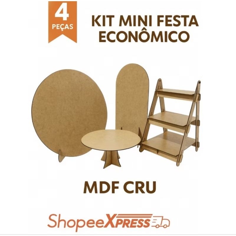 Kit mini paineis com escada e boleira mini tablet em MDF 4 peças