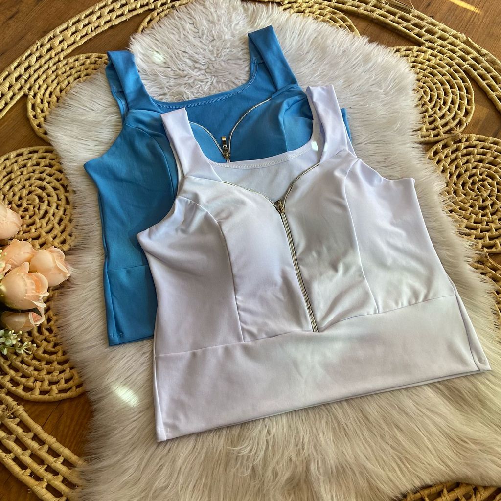 Blusa cropped feminino plus size GG suplex 46 a 50 com ziper em Oferta na Shopee