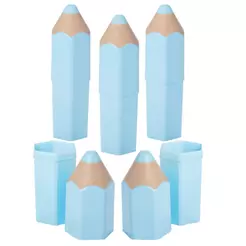 Kit 5 Organizadores Lápis Azul Claro 3D Lúdico Mesa Porta Objetos Porta Treco Presente Lembrancinha Formatura Plasútil